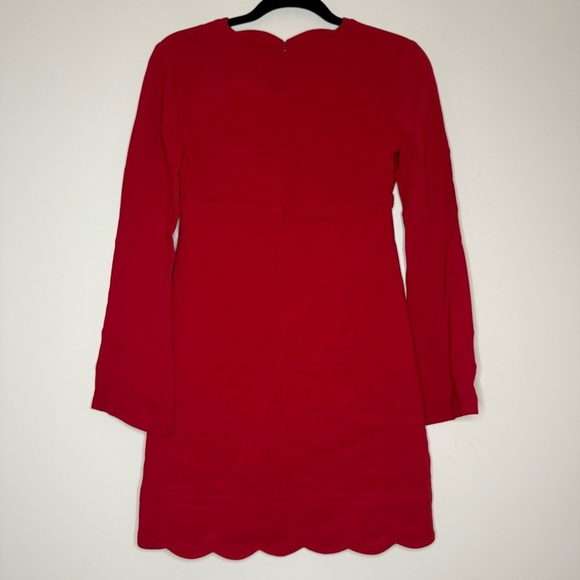 A.L.C. Eve Scalloped Edge Valentine’s Day Romantic Red Bell Sleeve Mini Dress - Picture 8 of 12